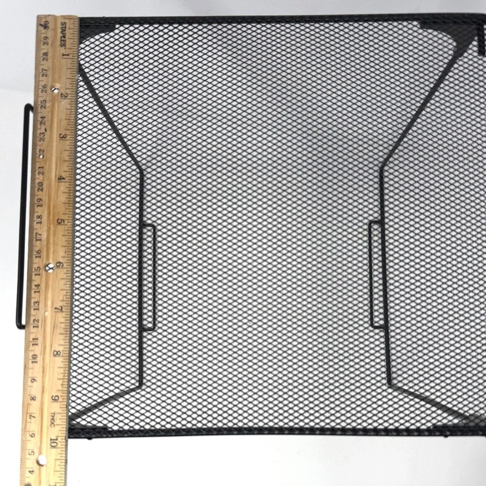 Black Metal Mesh Collapsible Locker Shelf Folding Storage Organizer 12 Inch Tall